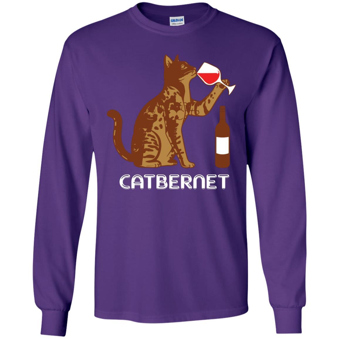 Cat Lovers T-shirt Catbernet Cat Wine Purple
