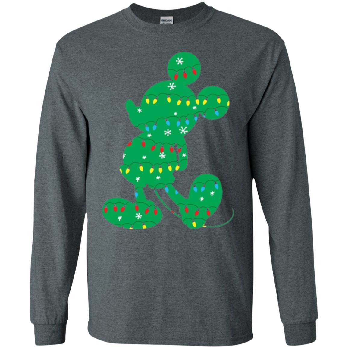 Christmas T-shirt Disney Mickey Mouse Fairy Lights Dark Heather
