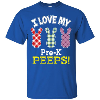 Teacher Easter Day T-shirt I Love My Pre-k Peeps Cute Bunny Royal