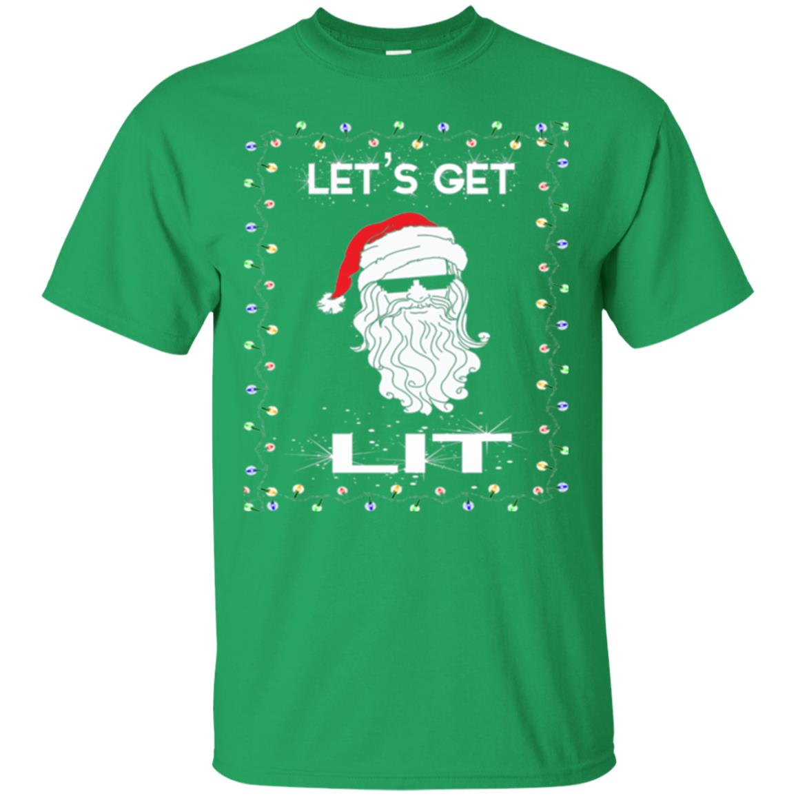 Christmas T-shirt Let_s Get Lit Irish Green