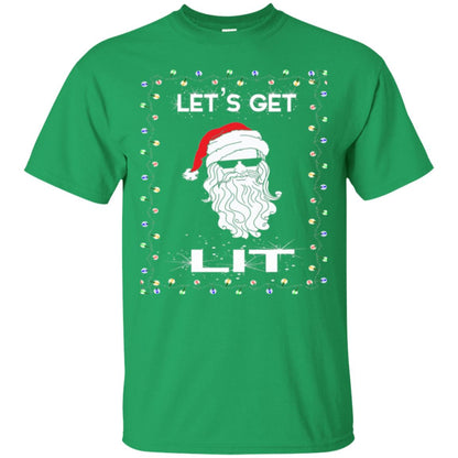 Christmas T-shirt Let_s Get Lit Irish Green