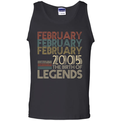 February Retro Classic Vintage 2005 The Birth Of Legends 13th Birthday T-shirt Black