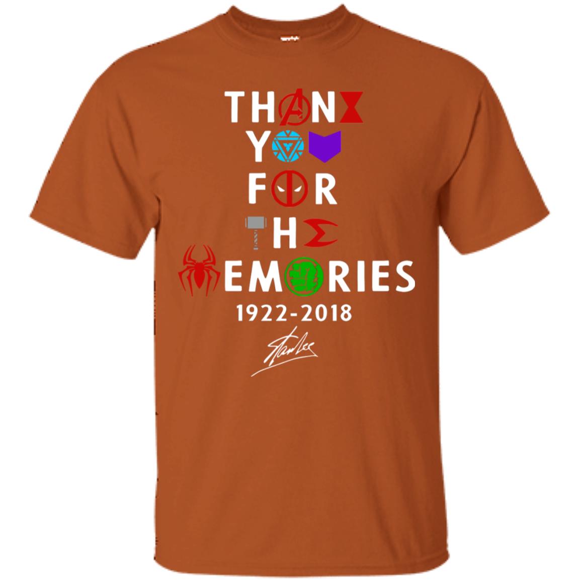 Thank You For The Memories Stan Lee Movie Hero Fan Shirt Texas Orange