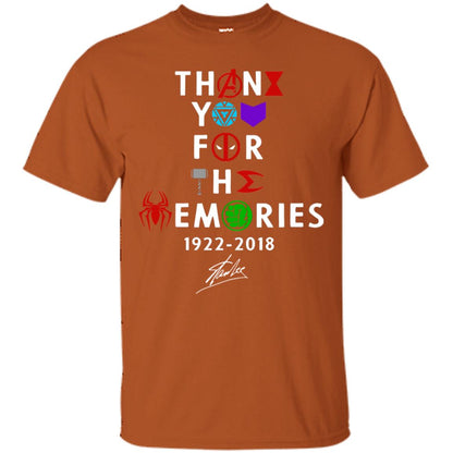 Thank You For The Memories Stan Lee Movie Hero Fan Shirt Texas Orange