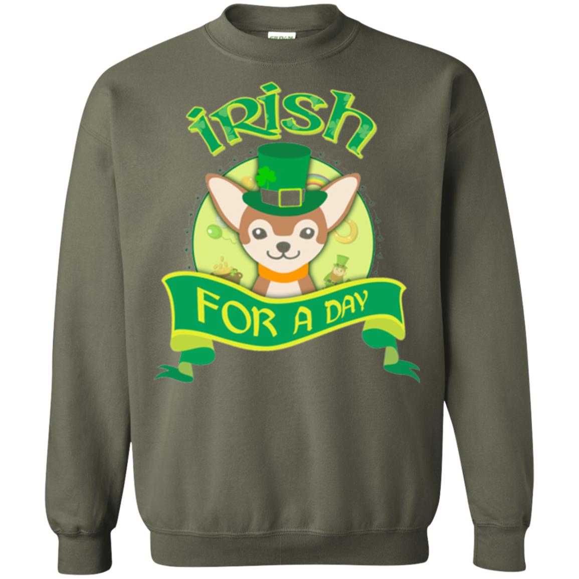 Saint Patrick_s Day T-shirt Amazing I_m Irish Chihuahua Military Green