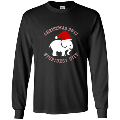 Christmas T-shirt White Elephant Christmas 2017 Stupidest Gift Black
