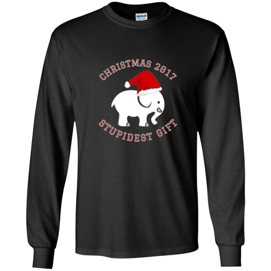 Christmas T-shirt White Elephant Christmas 2017 Stupidest Gift Black