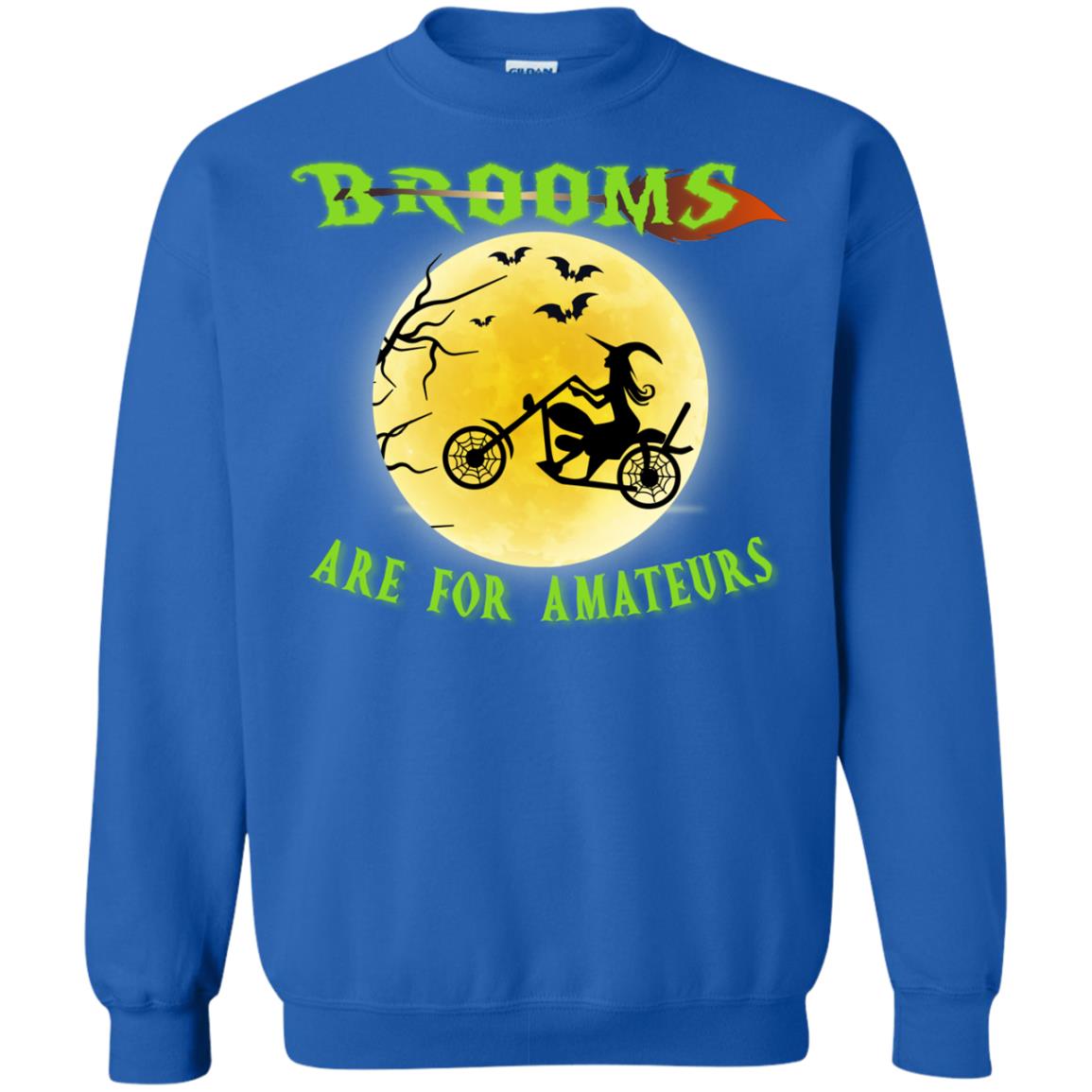 Brooms Are For Amateurs Witches Ride A Motorcycle Funny Halloween Shirt Royal