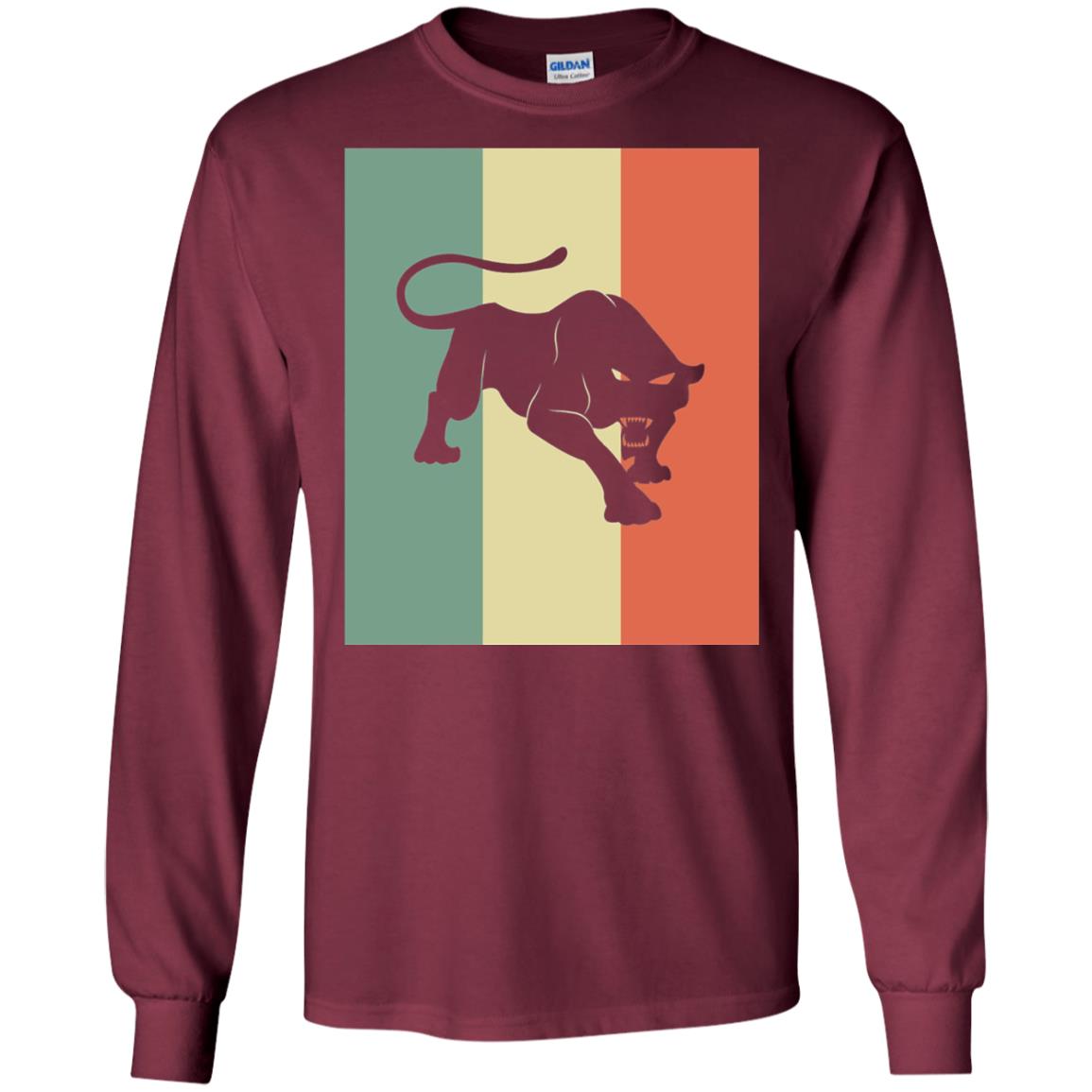 Black Panther Silhouette Gift Shirt Retro Vintage Classic Tee Maroon