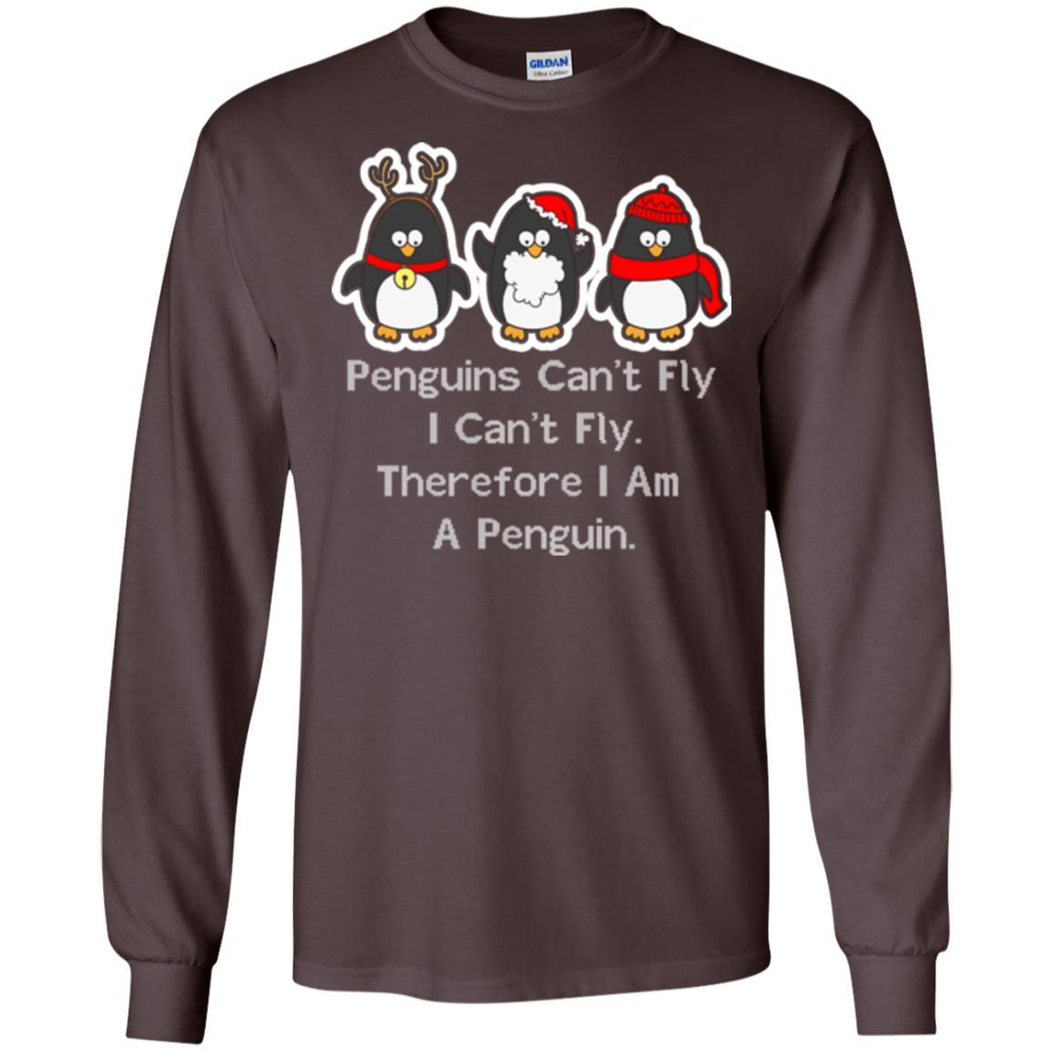 Penguins Lover T-shirt Can't Fly I Can't Fly Therefore I Am A Penguin Dark Chocolate