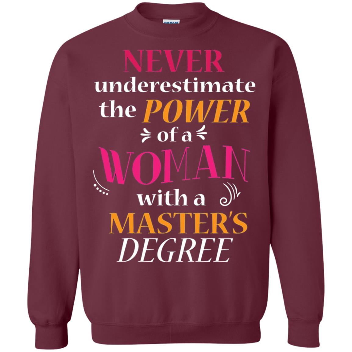 Funny Masters Degree T-shirt Never Underestimate The Power Maroon