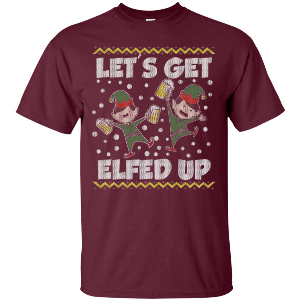 Christmas T-shirt Let's Get Elfed Up Maroon