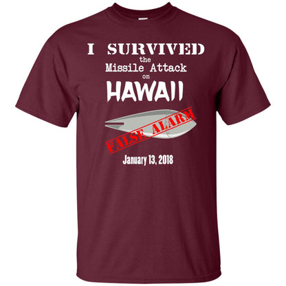 Hawaii Missile Attack Survivor False Alarm T Shirt Maroon