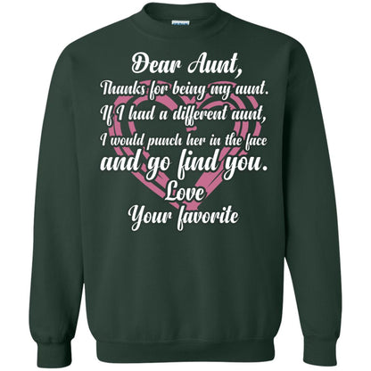 Dear Aunt Thank For Being My Aunt Family T-shirt Forest Green