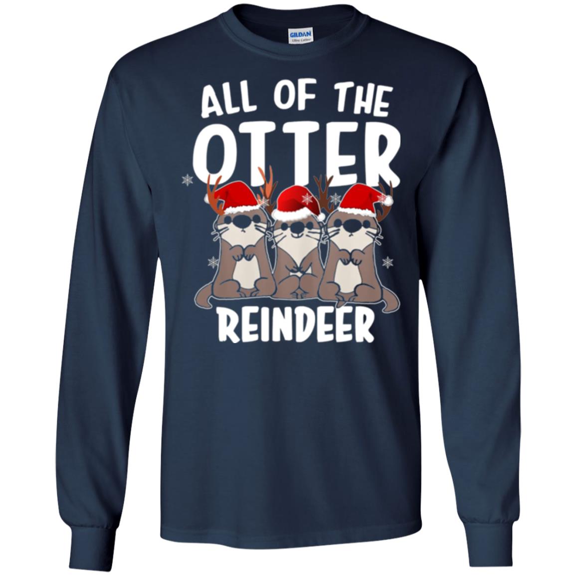 Christmas T-shirt All Of The Otter Reindeer Navy