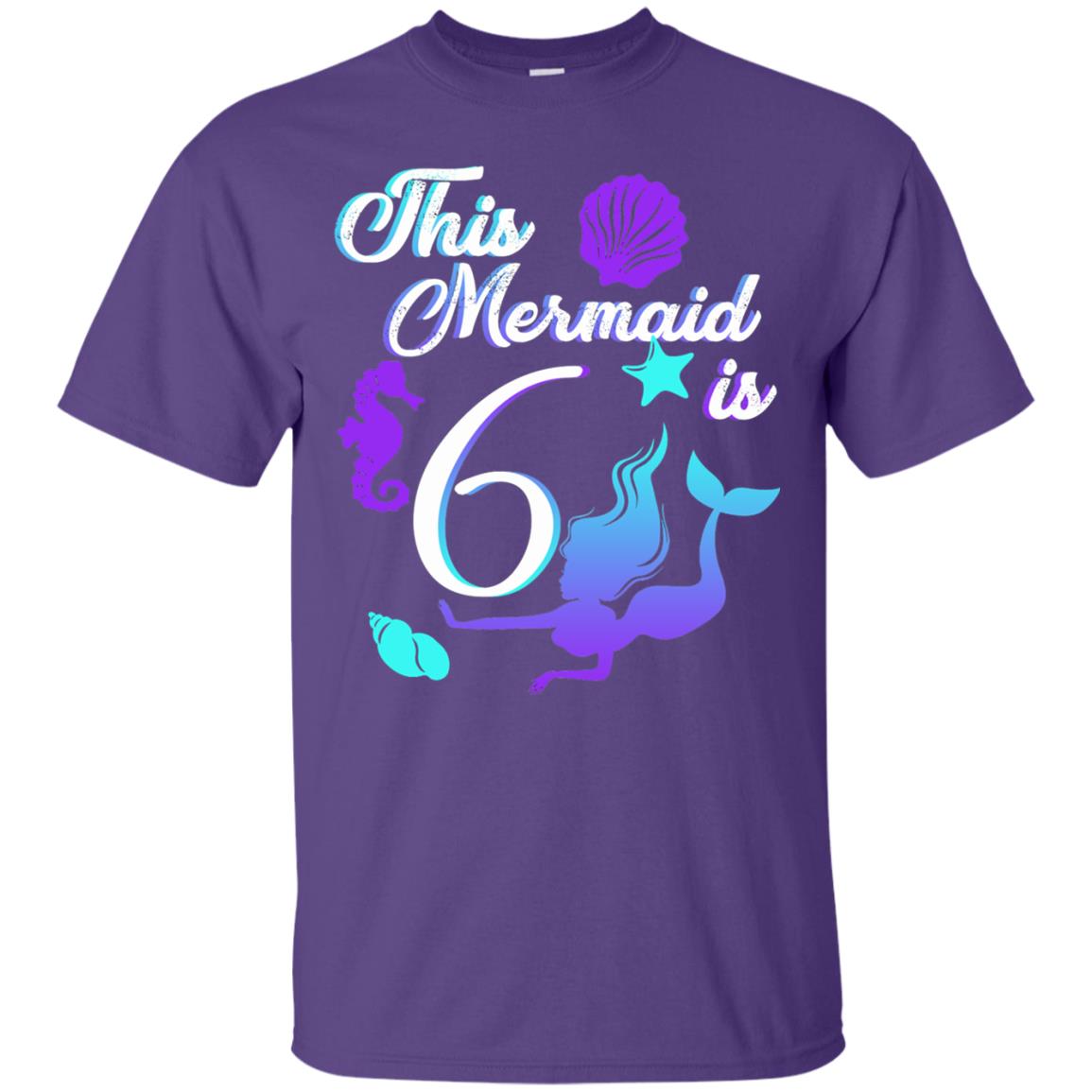 6th Birthday Shirt This Mermaid Is 6 Purple
