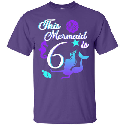 6th Birthday Shirt This Mermaid Is 6 Purple