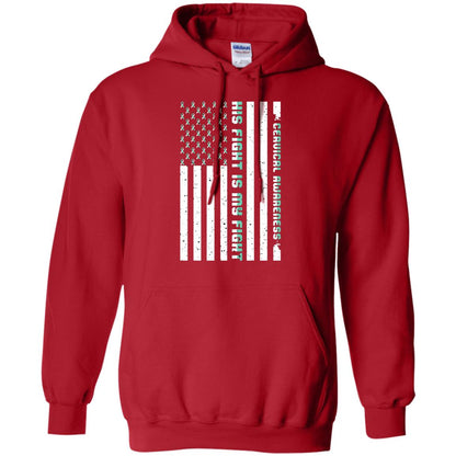 Cervical Awareness His Fight Is My Fight Teal White Stars Flag Of Usa Shirt Red