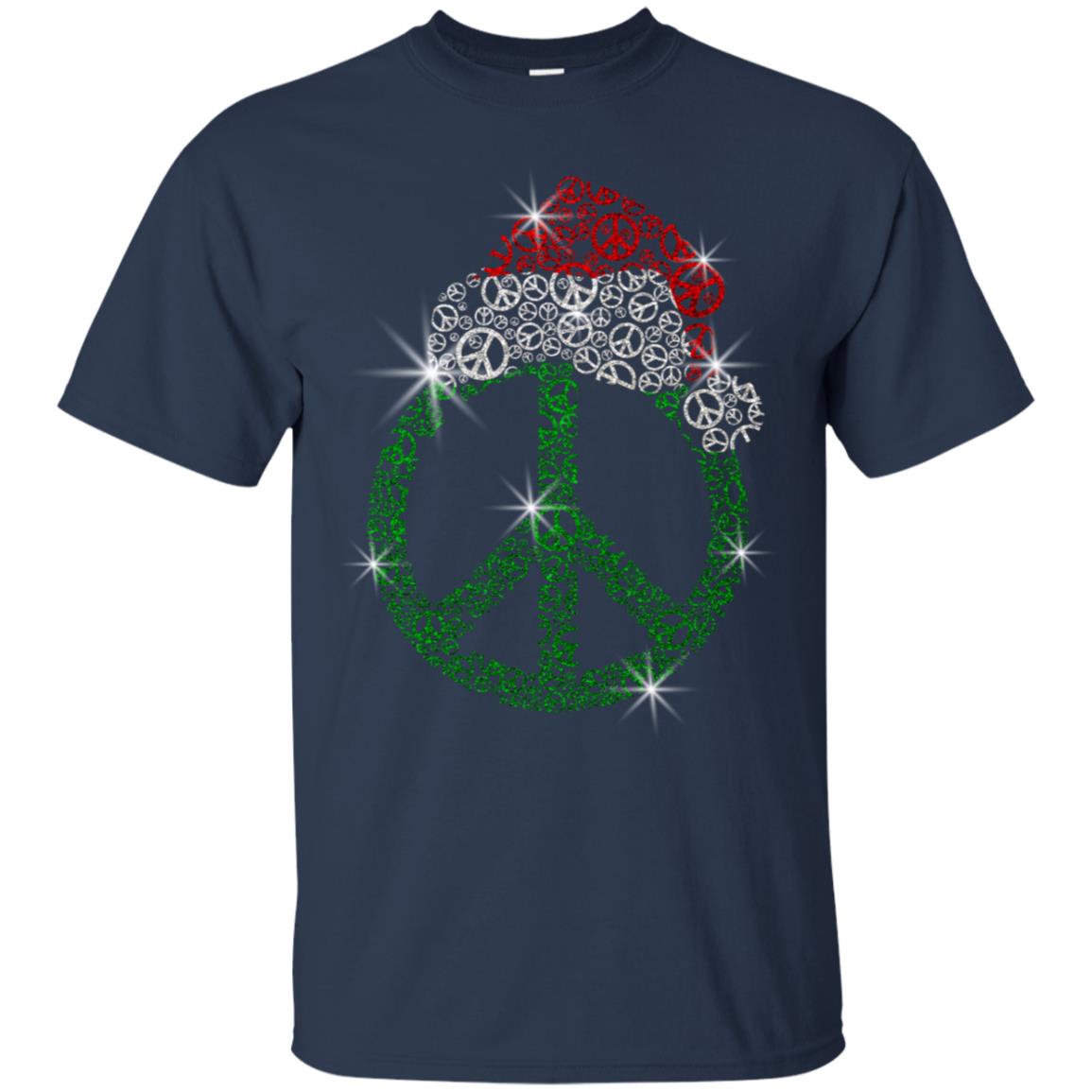 Peace Sign With Santa Ha Christmas Idea Gift Shirt Navy