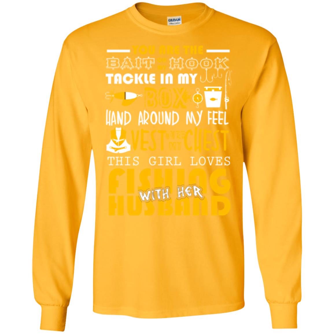 Fishing Lover T-shirt This Girl Loves Fishing With Her Husband Gold