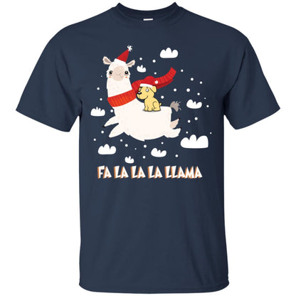 Fa La La La Llama With Labrador X-mas Gift Shirt Navy