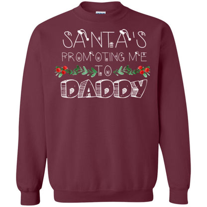 Family Christmas T-shirt Santa's Promoting Me To Daddy Maroon