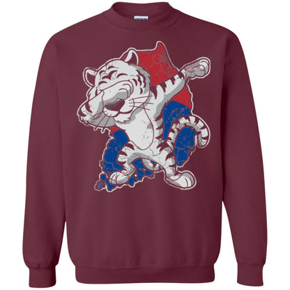 Dabbing White Tiger South Korea Flag T-shirt Maroon