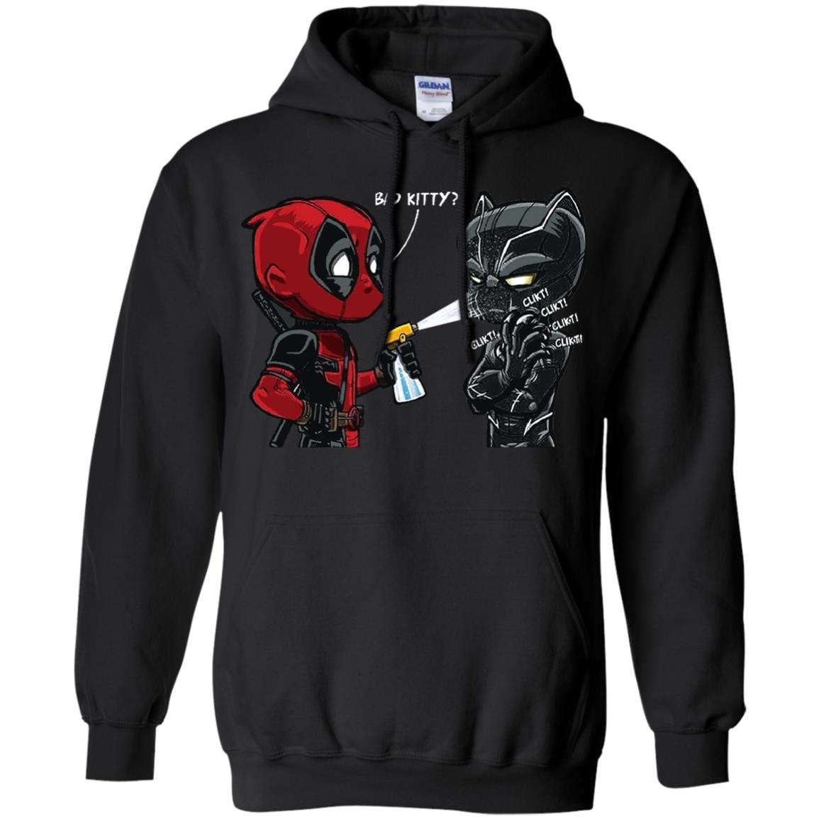 Deadpool Black Panther Bad Kitty Film Lover T-shirt Black
