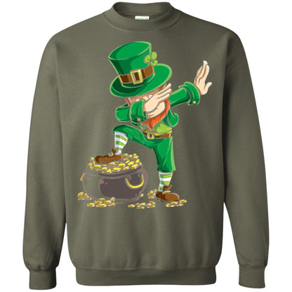 Dabbing Leprechaun Saint Patrick's Day T-shirt Military Green