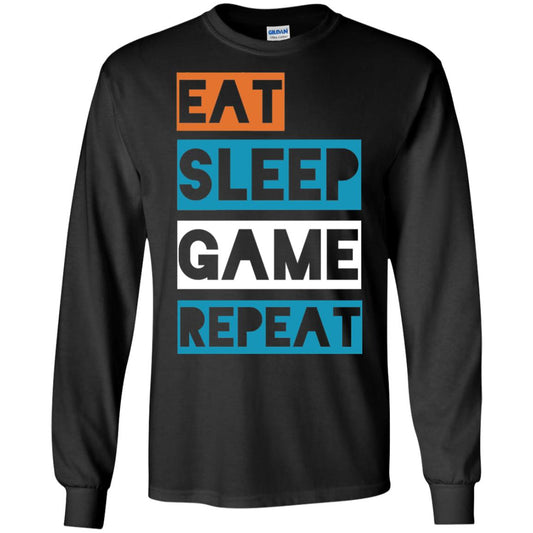 Eat Sleep Game Repeat Video Gamer Player T-shirt Black