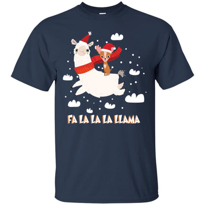 Fa La La La Llama With Chihuahua X-mas Gift Shirt Navy