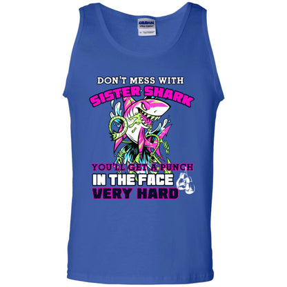 Don't Mess With Sister Shark You'll Get A Punch In The Face Very Hard Family Shark Shirt Royal