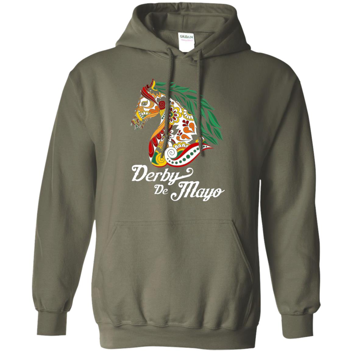 Derby Cinco De Mayo Floral Horse Race T-shirt Military Green