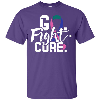 Thyroid Awareness Go Fight Cure Teal Pink Blue Ribbon Shirt Purple