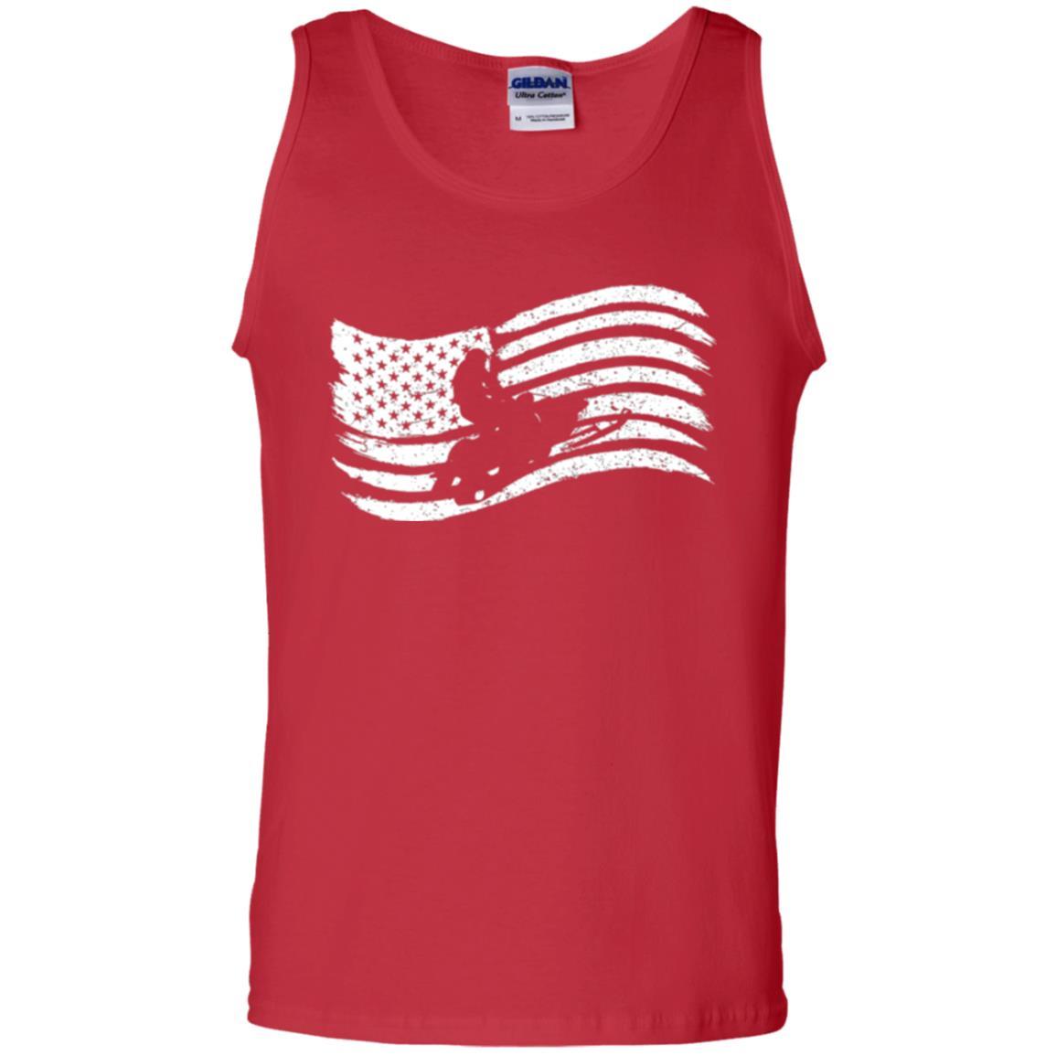 Snowmobile Rider T-shirt American Flag Red