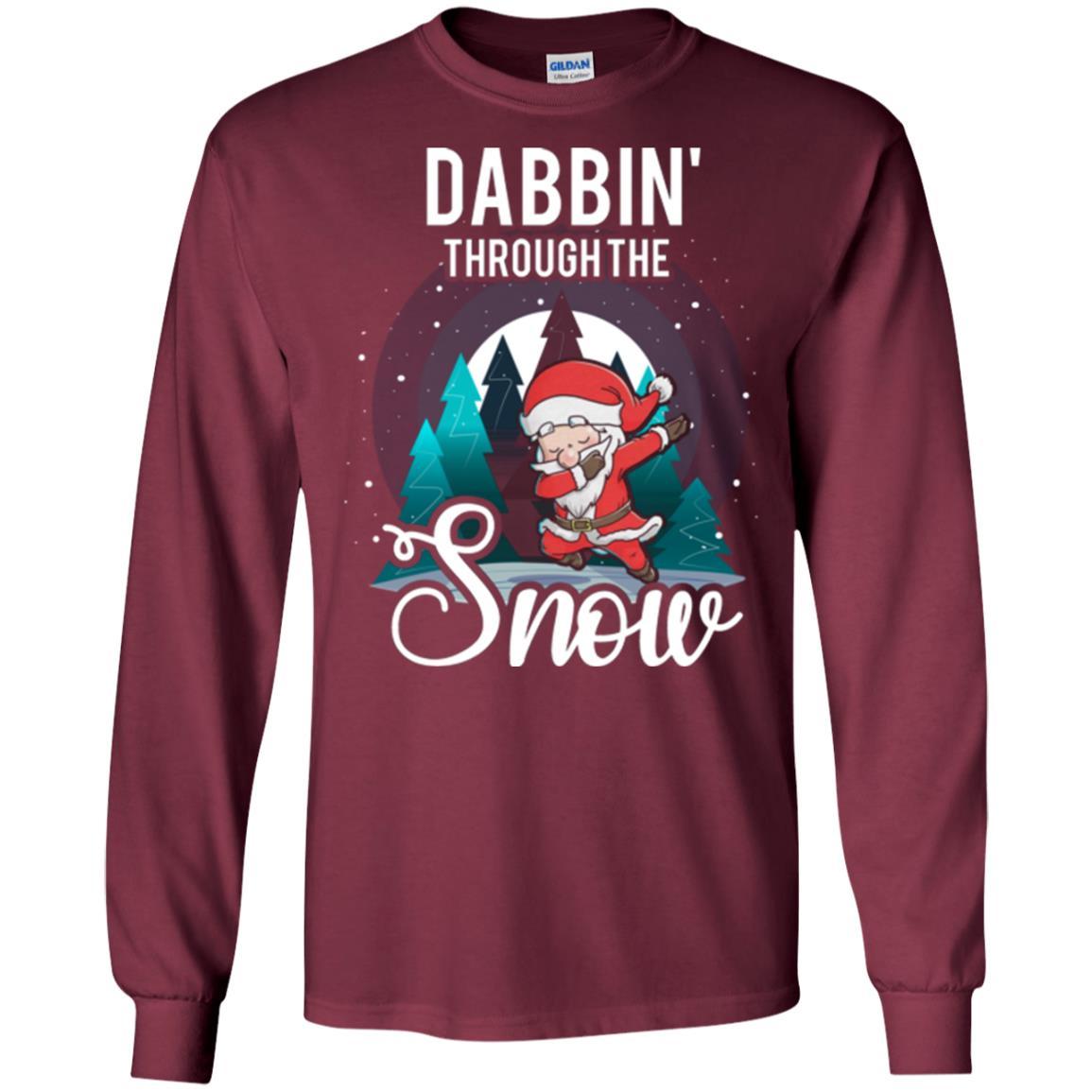 Christmas T-shirt Santa Claus Dabbing Through The Snow Maroon