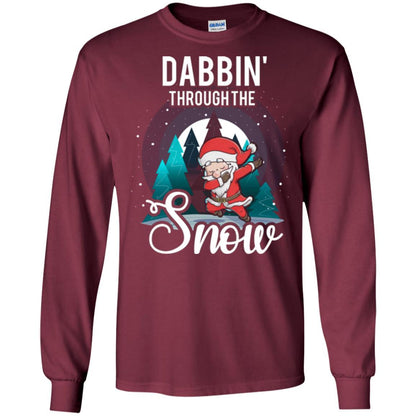 Christmas T-shirt Santa Claus Dabbing Through The Snow Maroon