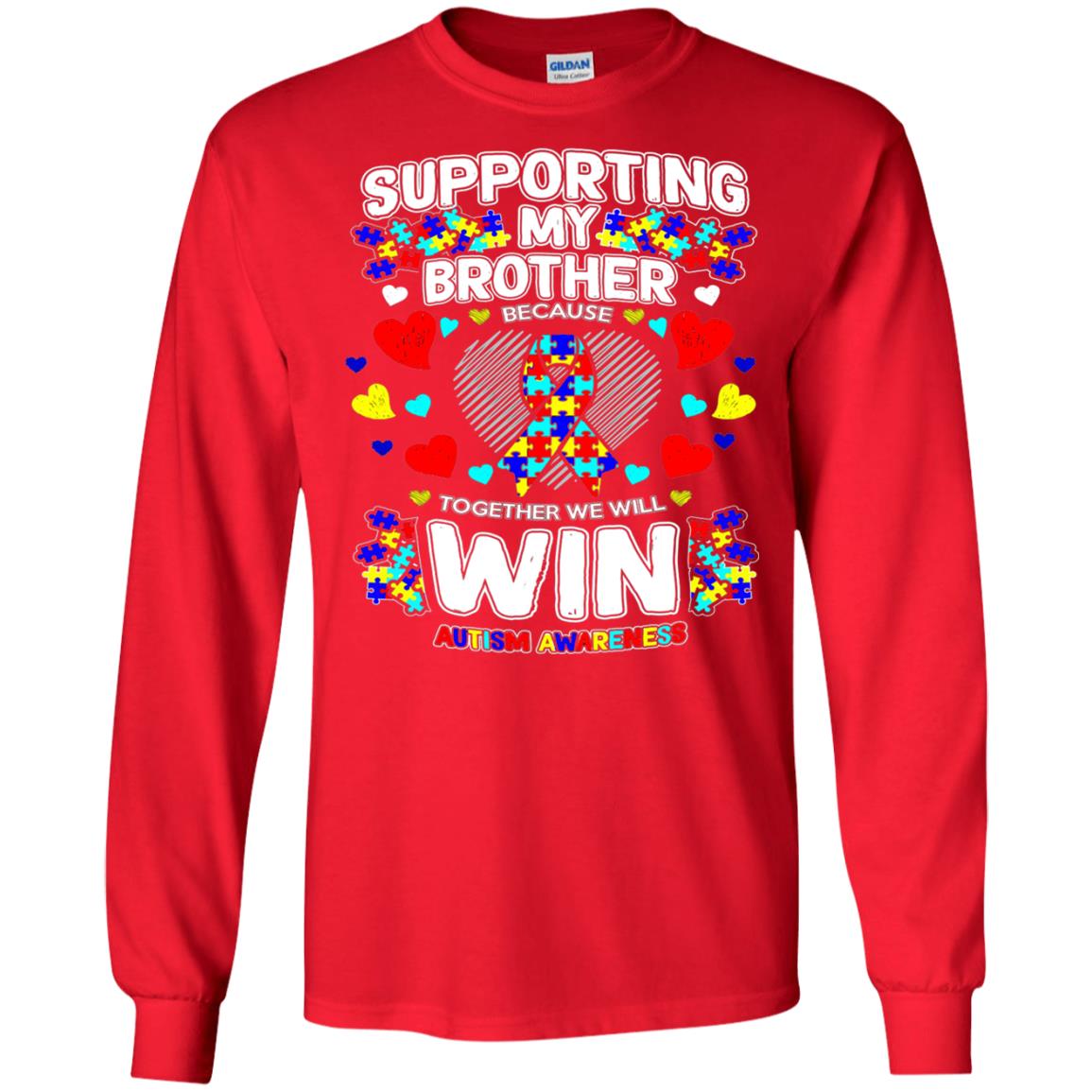 Autism Awareness Shirts For Supporting My Brother Red