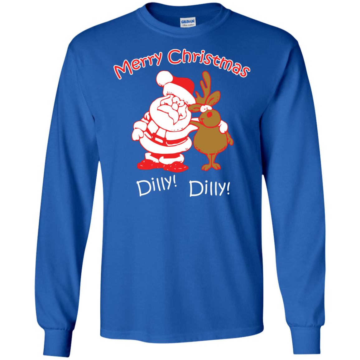 Christmas T-Shirt Merry Christmas Santa And Reindeer Dilly! Dilly! Royal