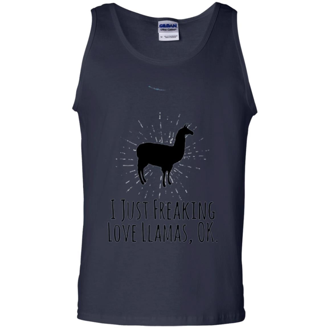 Funny Llama Lovers T-shirt I Just Freaking Love Llamas Ok Navy