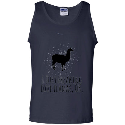 Funny Llama Lovers T-shirt I Just Freaking Love Llamas Ok Navy