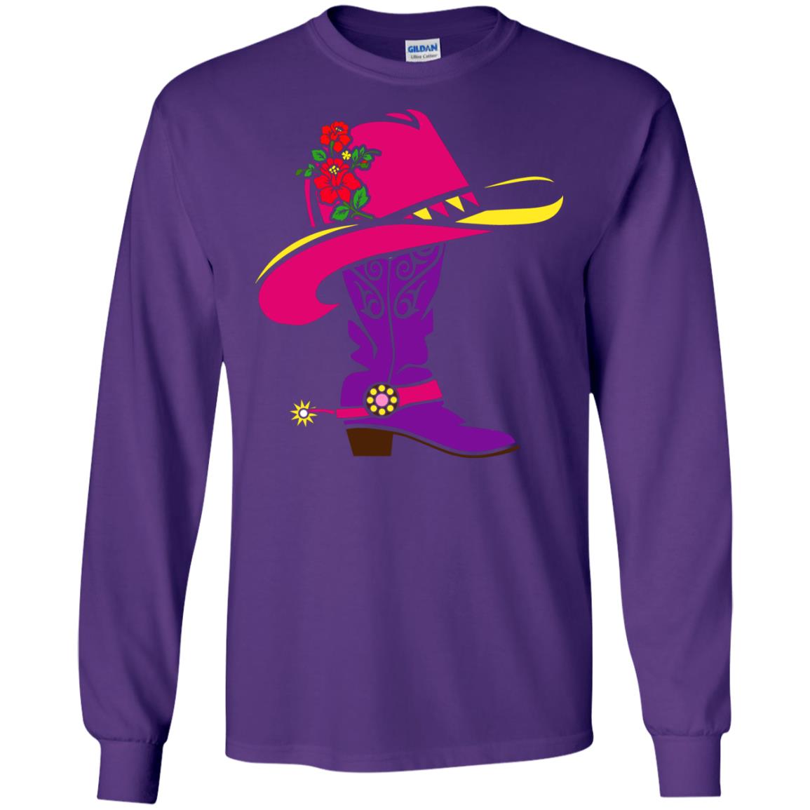 Cowgirl Boots With Hat T-shirt Purple