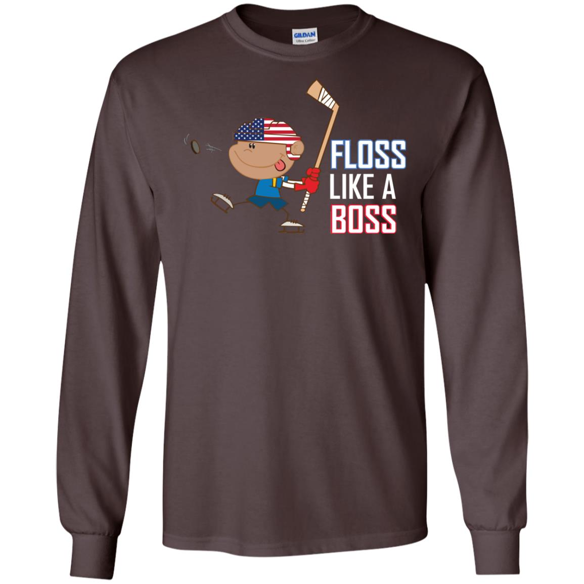 Floss Like A Boss Shirt For Hockey Players Dark Chocolate