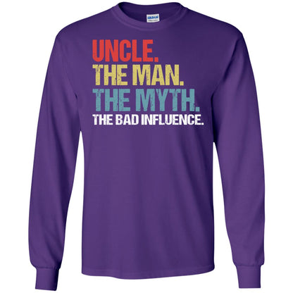 Uncle The Man The Myth The Bad Influence Shirt Purple