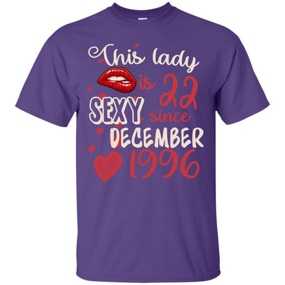 This Lady Is 22 Sexy Since December 1996 22nd Birthday Shirt For December Womens Purple
