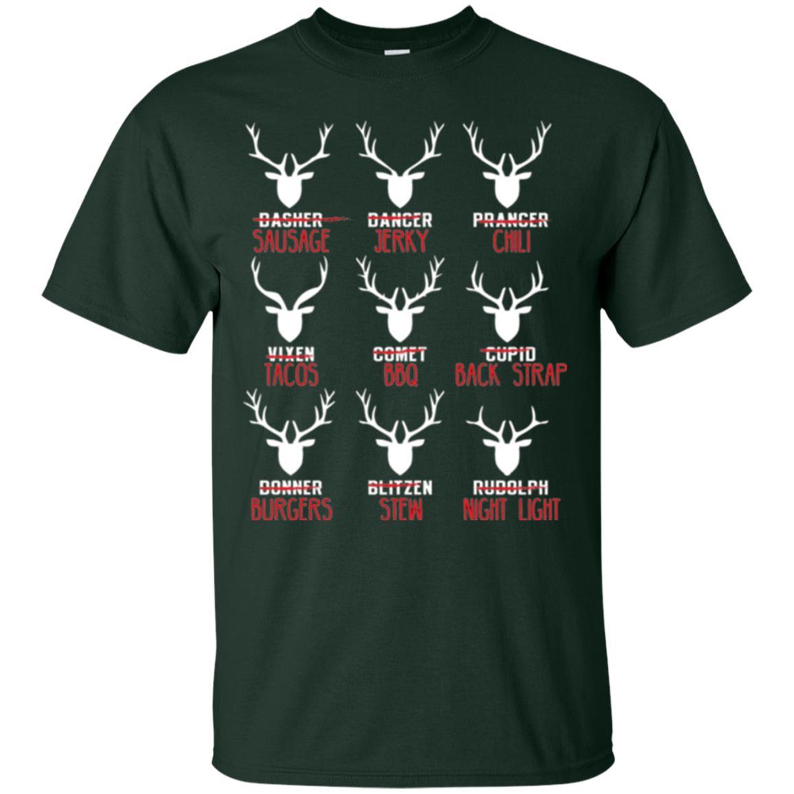 Christmas T-shirt Hunters All Of Santa's Reindeer Forest Green