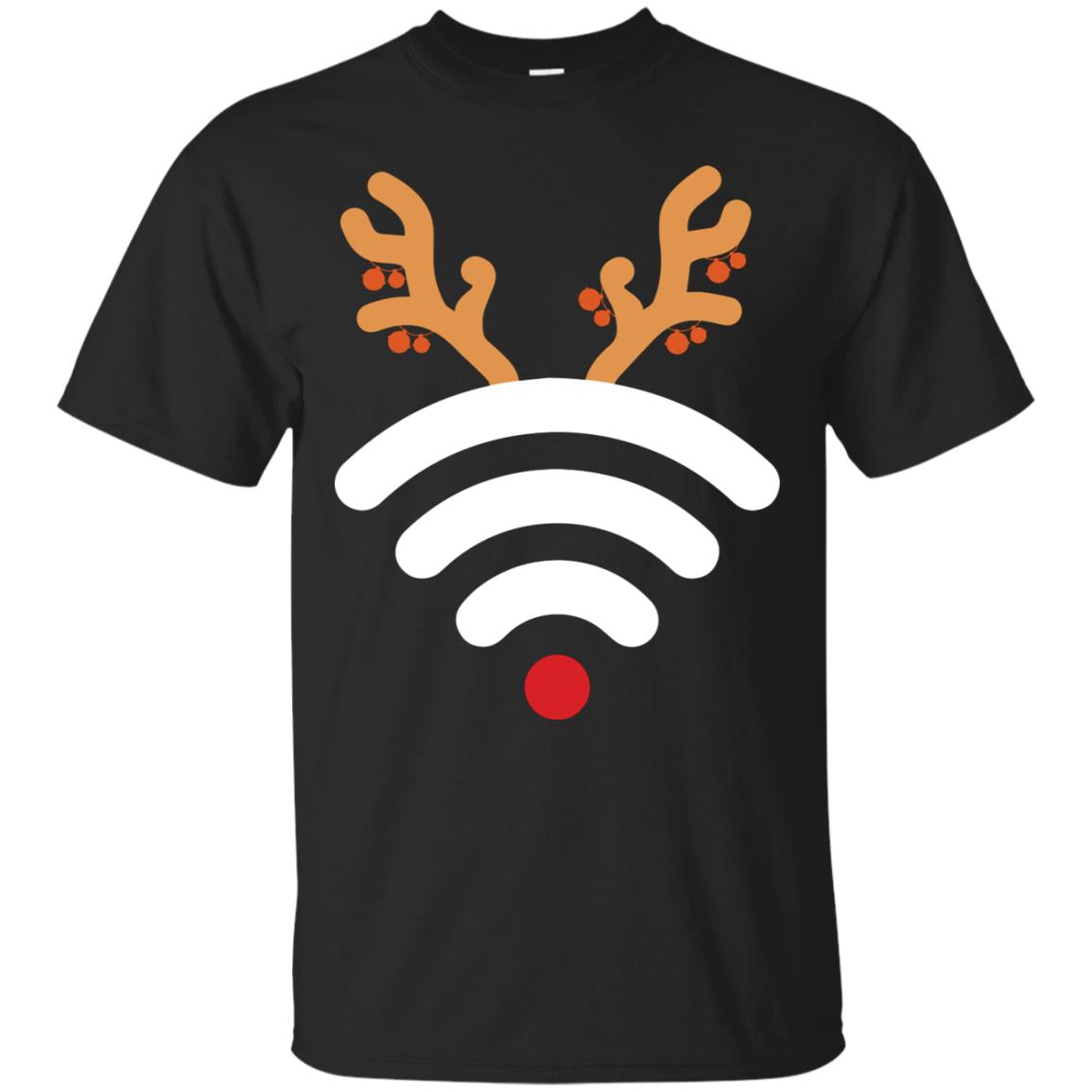Wifi Signal Symbol Icon Reindeer X-mas Gift Shirt For Mens Womens Black