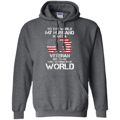 Wife T-shirt To The World My Husband Is Just A Veteran Dark Heather