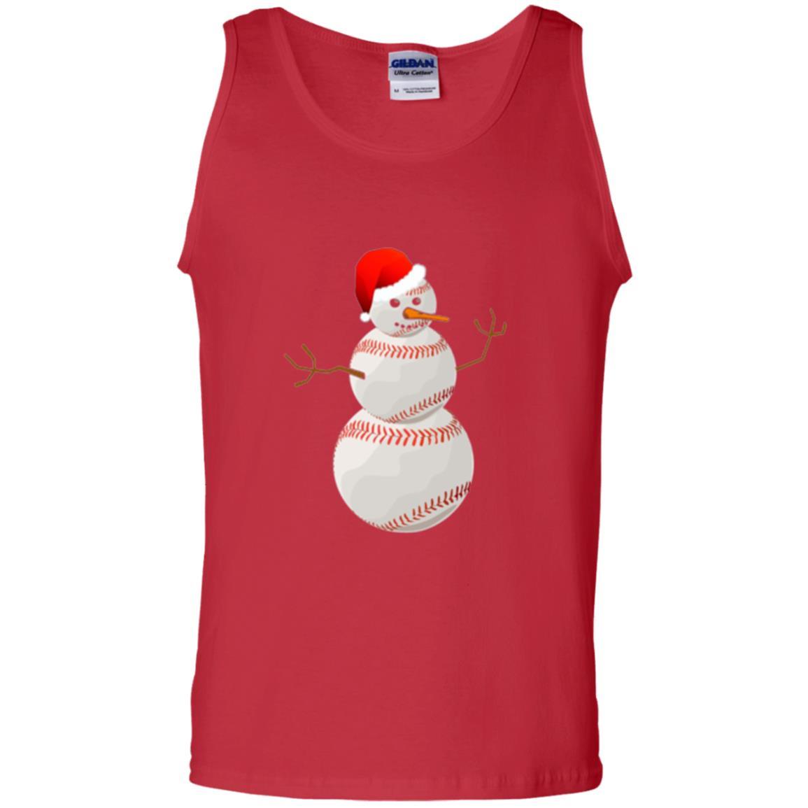 Christmas Baseball T-shirt Baseball Snowman Red