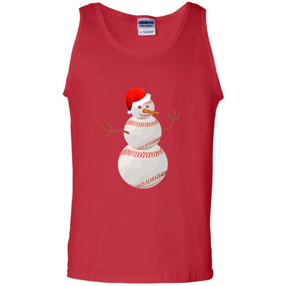 Christmas Baseball T-shirt Baseball Snowman Red